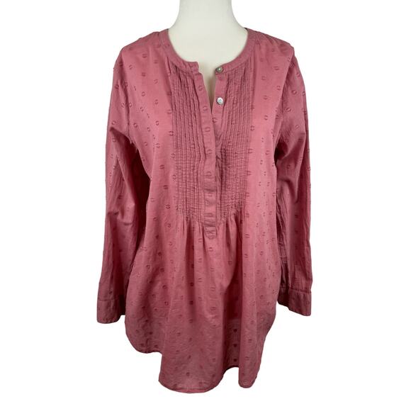 J Jill Womens Swiss Dot Cotton Blouse in Mauve Pink Sz S | Flowy Casual Everyday - Picture 1 of 12